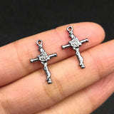 10pcs Stainless Steel Crosses Charm with Flower for DIY Necklace Pendant