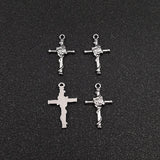 10pcs Stainless Steel Crosses Charm with Flower for DIY Necklace Pendant