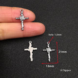 10pcs Stainless Steel Crosses Charm with Flower for DIY Necklace Pendant