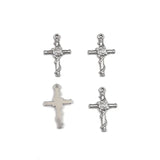 10pcs Stainless Steel Crosses Charm with Flower for DIY Necklace Pendant