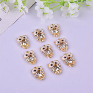 10pcs Crystal Owl Enamel Charms for DIY Earrings Bracelets
