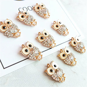 10pcs Crystal Owl Enamel Charms for DIY Earrings Bracelets