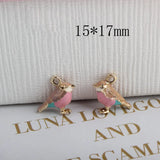 10pcs/lot 3D Sparrow Pendant Alloy Enamel Birds Charm DIY Jewelry YZ347