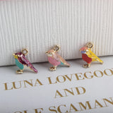 10pcs/lot 3D Sparrow Pendant Alloy Enamel Birds Charm DIY Jewelry YZ347