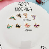 10pcs Gradient Baby Dolphin Whale Enamel Charms for DIY Jewelry Making