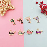 10pcs Gradient Baby Dolphin Whale Enamel Charms for DIY Jewelry Making