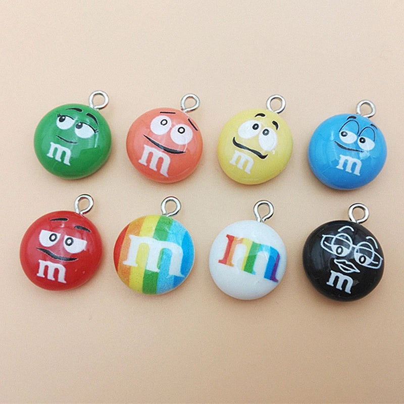 10pcs Chocolate Beans Resin Charms for Jewelry Making