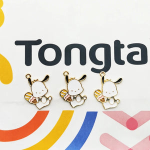 10pcs Dog Alloy Enamel Pendants Ice Cream Puppy Charms DIY Jewelry