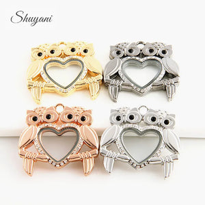 10pcs Owl Heart Glass Floating Memory Charms Locket Pendant Bulk