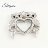 10pcs Owl Heart Glass Floating Memory Charms Locket Pendant Bulk