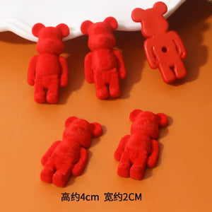 10pcs Flocking Bear Doll Pendant Key Chain DIY Jewelry Accessories
