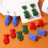 10pcs Flocking Bear Doll Pendant Key Chain DIY Jewelry Accessories
