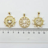 10pcs/lot CZ Heart Charm Heart Pearl Pendant Jewelry Plated Hand Pendant