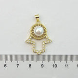 10pcs/lot CZ Heart Charm Heart Pearl Pendant Jewelry Plated Hand Pendant