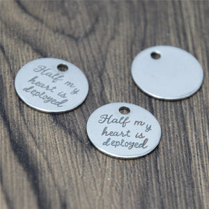 10pcs Deployment Half My Heart Is Deployed Charm Pendant 20mm