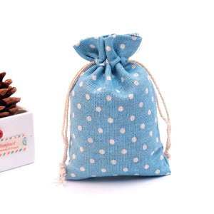 10pcs Dots Cotton Bags Wedding Party Favor Drawstring Gift Bag Candy Jewelry Pou