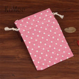10pcs Dots Cotton Bags Wedding Party Favor Drawstring Gift Bag Candy Jewelry Pou