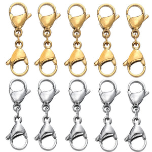 10pcs Double Lobster Clasp Extender Silver Clasps DIY Jewelry Making