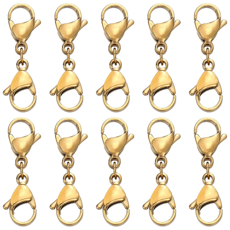 10pcs Double Lobster Clasp Extender Silver Clasps DIY Jewelry Making