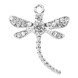 10pcs Dragonfly Rhinestone Dangle Charms DIY for Bracelet Necklace Bag