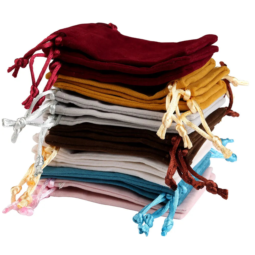 10pcs Drawstring High Velvet Bag Short Plush Multi-color for Jewelry Packaging