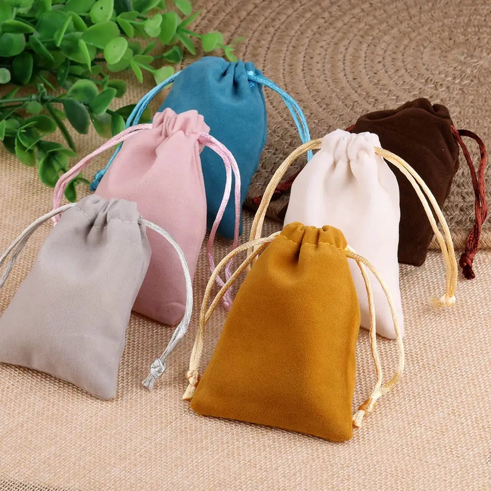 10pcs Drawstring High Velvet Bag Short Plush Multi-color for Jewelry Packaging