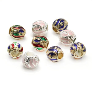 10pcs Drop Oil Cloisonne Spacer Beads for Jewelry Making