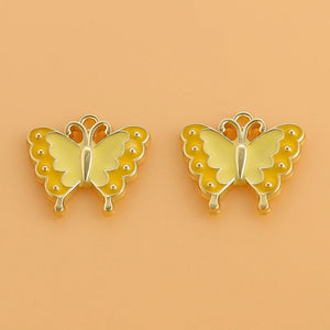 10pcs Enamel Butterfly Charms Drip Oil Insect Pendant DIY Jewelry Earrings