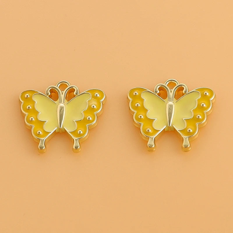 10pcs Enamel Butterfly Charms Drip Oil Insect Pendant DIY Jewelry Earrings