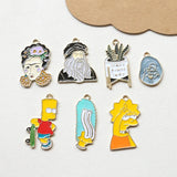 10pcs Family Charm Pendant DIY Enamel Cartoon Animation