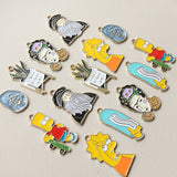 10pcs Family Charm Pendant DIY Enamel Cartoon Animation