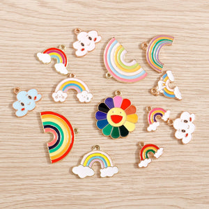 Colorful Rainbow Clouds Flower Charms for Jewelry Making