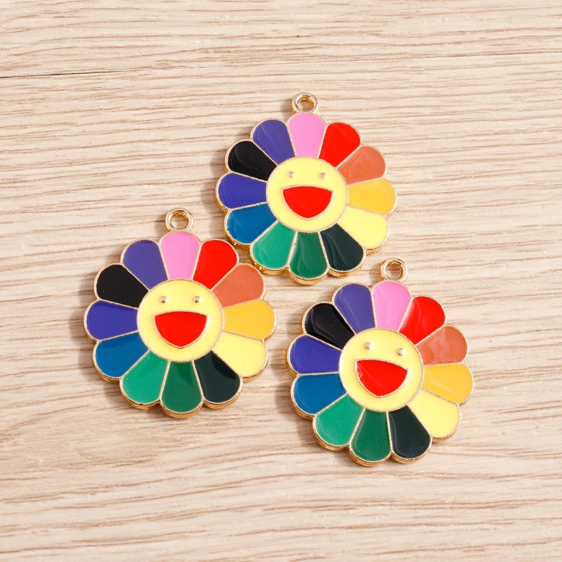 Colorful Rainbow Clouds Flower Charms for Jewelry Making
