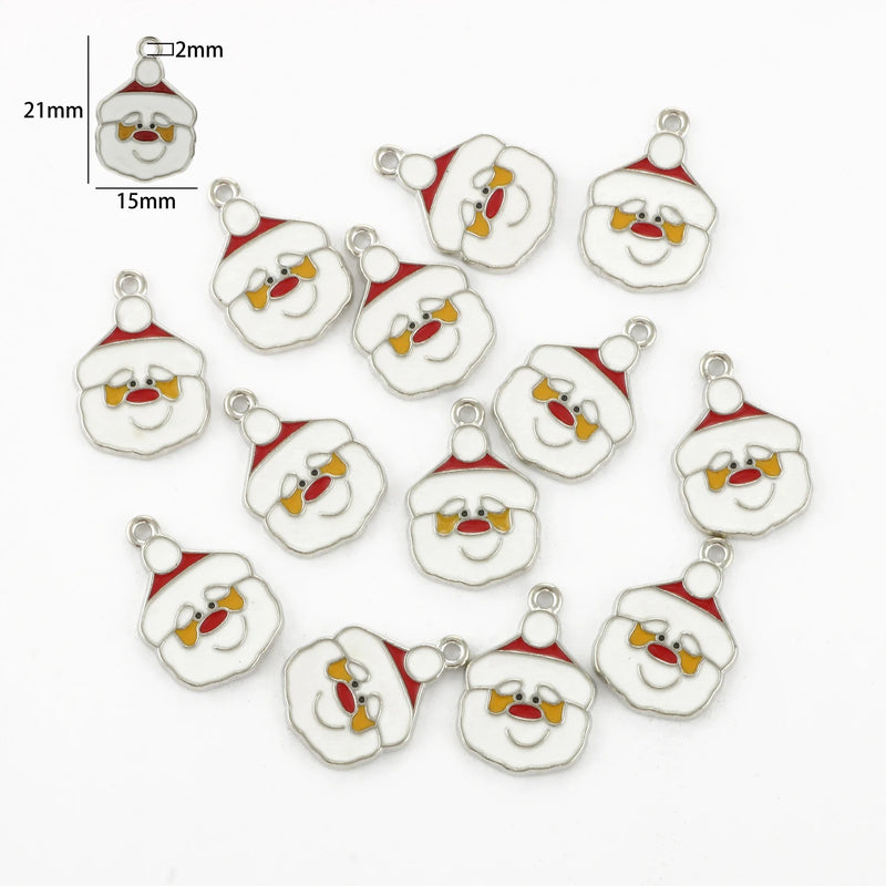 10pcs Santa Claus Christmas Charms for Jewelry Making DIY