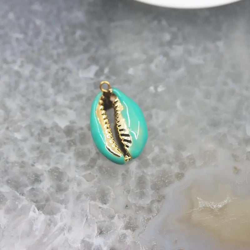 10pcs Golden Plated Cowrie Shell Charms Enamel Coated Jewelry Bulk