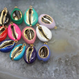 10pcs Golden Plated Cowrie Shell Charms Enamel Coated Jewelry Bulk