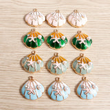 10pcs Enamel Marine Charms Shell Starfish Pearl Pendants DIY Necklaces Earrings