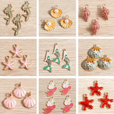 10pcs Enamel Marine Charms Shell Starfish Pearl Pendants DIY Necklaces Earrings