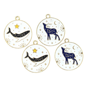 10pcs Enamel Whale Constellation Deer Charm For DIY Jewelry