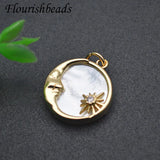10pcs Sun Star Charms Pendants Natural Shell Silver Plated