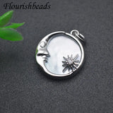 10pcs Sun Star Charms Pendants Natural Shell Silver Plated