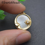 10pcs Sun Star Charms Pendants Natural Shell Silver Plated