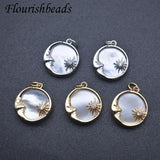 10pcs Sun Star Charms Pendants Natural Shell Silver Plated