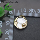 10pcs Sun Star Charms Pendants Natural Shell Silver Plated
