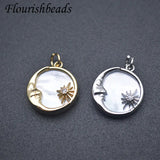 10pcs Sun Star Charms Pendants Natural Shell Silver Plated
