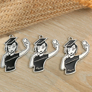 10pcs/lot Graduation Hat Girl Charms Pendant for DIY Jewelry Making
