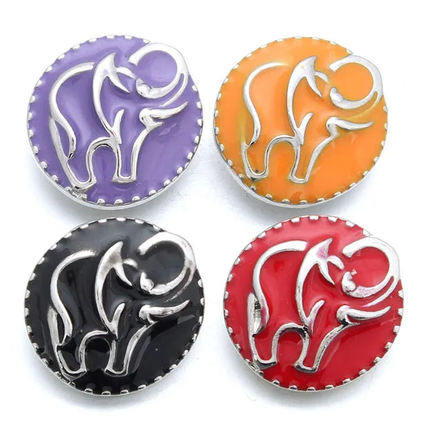 10pcs Elephant Painting Snap Buttons Fit 18mm Snap Bracelets Alloy DIY Jewelry