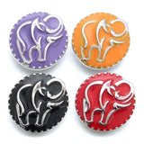10pcs Elephant Painting Snap Buttons Fit 18mm Snap Bracelets Alloy DIY Jewelry