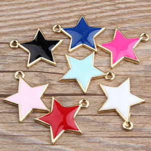 10pcs Star Shape Lover Oil Drop Charms Alloy Pendants for DIY Jewelry Making