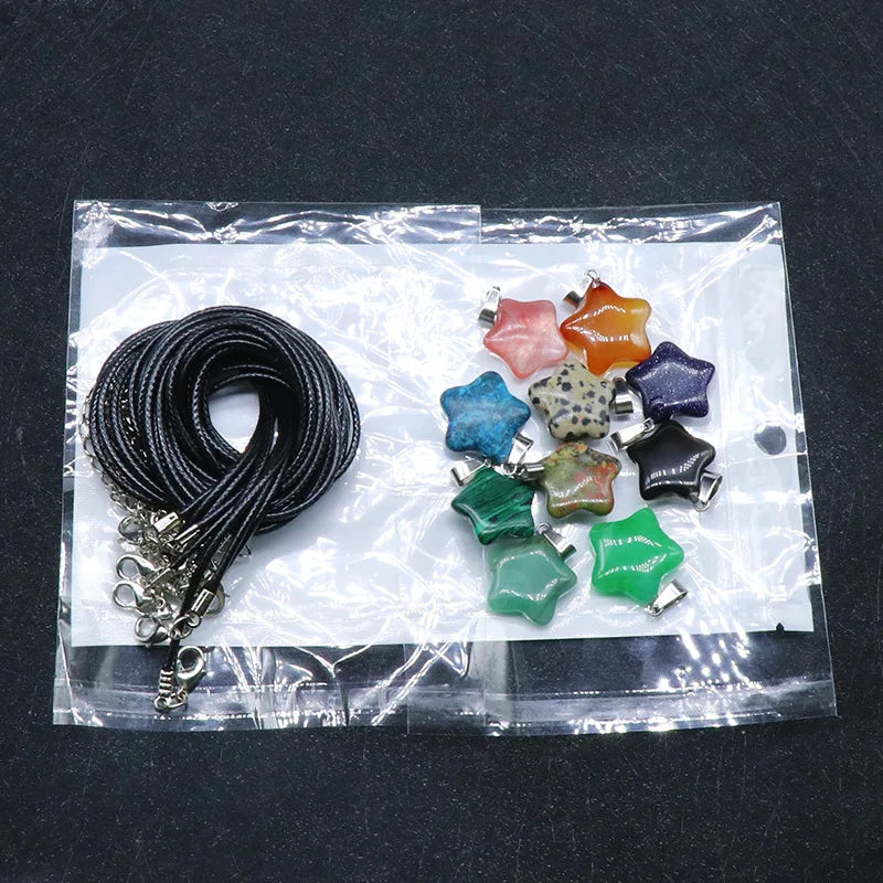 5pcs Star Stone Pendants Charms for DIY Necklace Jewelry Making